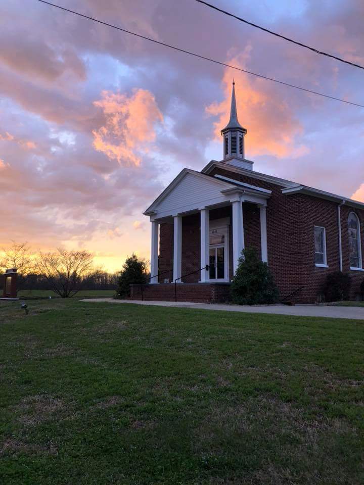 Bailey Baptist Church at sunset